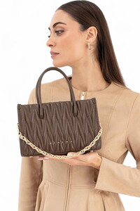  Sisley Logo Detaylı Kahve Kadın El Çantası SLY231