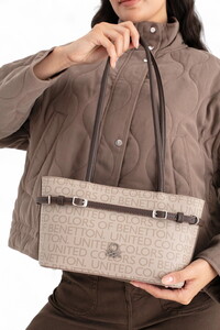  Benetton Monogram Taş-Kahve Kadın Omuz Çantası BNT1663