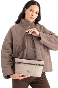 Benetton Monogram Taş-Kahve Kadın Omuz Çantası BNT1663