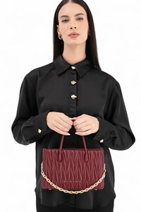 Sisley Logo Detaylı Bordo Kadın El Çantası SLY231