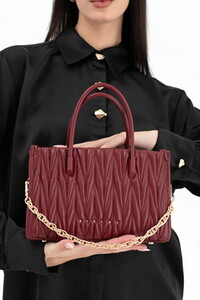  Sisley Logo Detaylı Bordo Kadın El Çantası SLY231