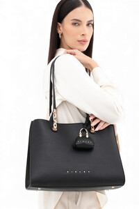 Sisley Logo Detaylı Siyah Kadın Omuz Çantası SLY260