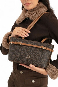  Benetton Monogram Kahve-Taba Kadın Omuz Çantası BNT1663