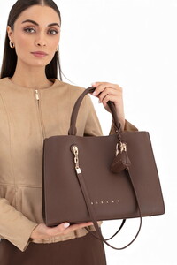 Sisley Logo Detaylı Kahve Kadın Omuz Çantası SLY260