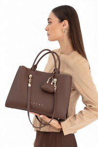 Sisley Logo Detaylı Kahve Kadın Omuz Çantası SLY260