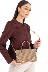  Sisley Logo Detaylı Vizon Kadın El Çantası SLY231