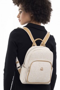  Benetton Monogram Bej/Camel Kadın Sırt Çantası BNT917