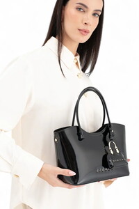  Sisley Logo Detaylı Siyah Kadın El Çantası SLY282