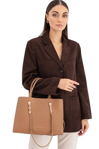 Sisley Logo Detaylı Camel Kadın Omuz Çantası SLY260