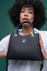  Benetton Monogram Siyah Kadın El Çantası BNT1315