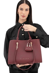 Sisley Logo Detaylı Bordo Kadın Omuz Çantası SLY260