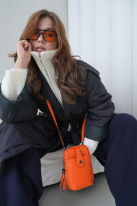 Bilik Deri Mini Turuncu Kadın Çapraz Askılı Çanta BLM 3197-R