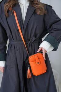  Bilik Deri Mini Turuncu Kadın Çapraz Askılı Çanta BLM 3197-R