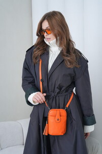  Bilik Deri Mini Turuncu Kadın Çapraz Askılı Çanta BLM 3197-R