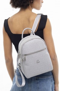 Benetton Monogram Gri Kadın Sırt Çantası BNT946