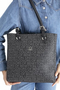  Benetton Monogram Siyah Kadın Omuz Çantası BNT1700