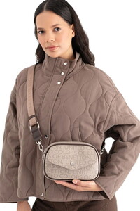 Benetton Monogram Taş-Kahve Kadın Çapraz Askılı Çanta BNT1687