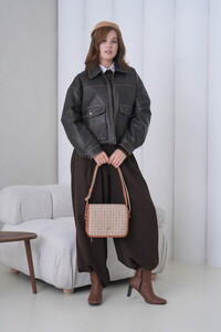 Bilik Deri Monogram Açık Vizon-Taba Kadın Çapraz Askılı Çanta MTŞ 282-MN