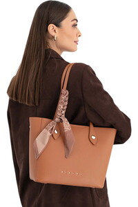  Sisley Logo Detaylı Taba Kadın Omuz Çantası SLY284