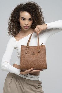 Benetton Monogram Camel Kadın Omuz Çantası BNT877