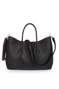  Bilik Deri Logo Detaylı Siyah Kadın El Çantası RİV 147-R