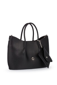  Bilik Deri Logo Detaylı Siyah Kadın El Çantası RİV 147-R