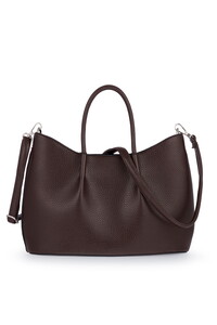  Bilik Deri Logo Detaylı Kahve Kadın El Çantası RİV 147-R