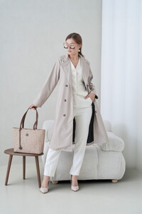  Bilik Deri Monogram Açık Vizon-Taba Kadın Omuz Çantası BLKF AQUA-MN