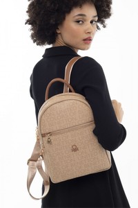 Benetton Monogram Açık Camel Kadın Sırt Çantası BNT946