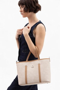  Benetton Monogram Bej-Camel Kadın Omuz Çantası BNT1604