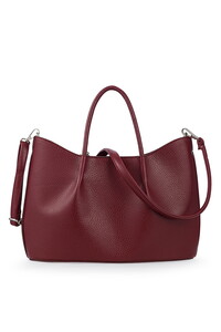  Bilik Deri Logo Detaylı Bordo Kadın El Çantası RİV 147-R