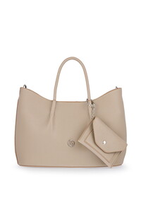 Bilik Deri Logo Detaylı Vizon Kadın El Çantası RİV 147-R