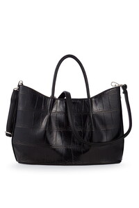  Bilik Deri Logo Detaylı Siyah Kadın El Çantası RİV 147-KR