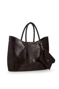  Bilik Deri Logo Detaylı Kahve Kadın El Çantası RİV 147-KR