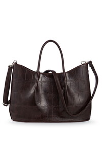  Bilik Deri Logo Detaylı Kahve Kadın El Çantası RİV 147-KR