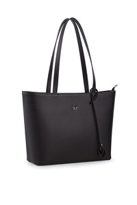  Bilik Deri Logo Detaylı Siyah Kadın Omuz Çantası BLKF AQUA