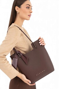  Sisley Logo Detaylı Kahve Kadın Omuz Çantası SLY264