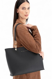 Sisley Logo Detaylı Siyah Kadın Omuz Çantası SLY285