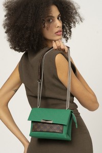 Valentino Orlandi Monogram Yeşil/Kahve Kadın Çapraz Askılı Çanta VLT065