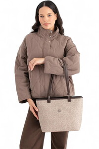 Benetton Monogram Taş-Kahve Kadın Omuz Çantası BNT1646