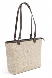  Benetton Monogram Taş-Kahve Kadın Omuz Çantası BNT1646