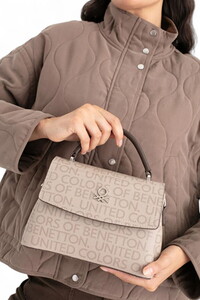  Benetton Monogram Taş-Kahve Kadın El Çantası BNT1691