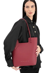 Sisley Logo Detaylı Bordo Kadın Omuz Çantası SLY264