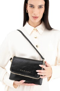  Sisley Logo Detaylı Siyah Kadın Çapraz Askılı Çanta SLY242