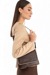  Sisley Logo Detaylı Kahve Kadın Çapraz Askılı Çanta SLY242
