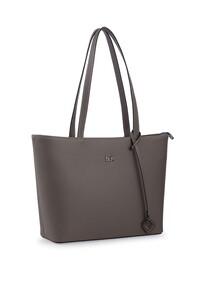  Bilik Deri Logo Detaylı Koyu Gri Kadın Omuz Çantası BLKF AQUA