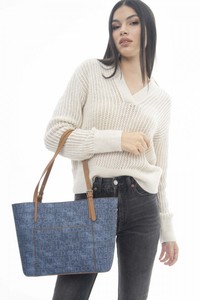  Benetton Monogram Kot-Lacivert Kadın Omuz Çantası BNT1132