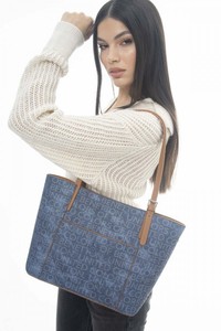  Benetton Monogram Kot-Lacivert Kadın Omuz Çantası BNT1132