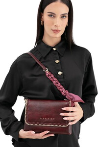  Sisley Logo Detaylı Bordo Kadın Çapraz Askılı Çanta SLY242