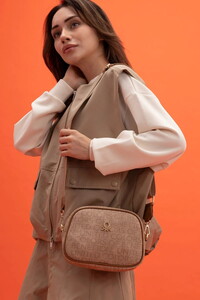 Benetton Monogram Camel Kadın Çapraz Askılı Çanta BNT1386